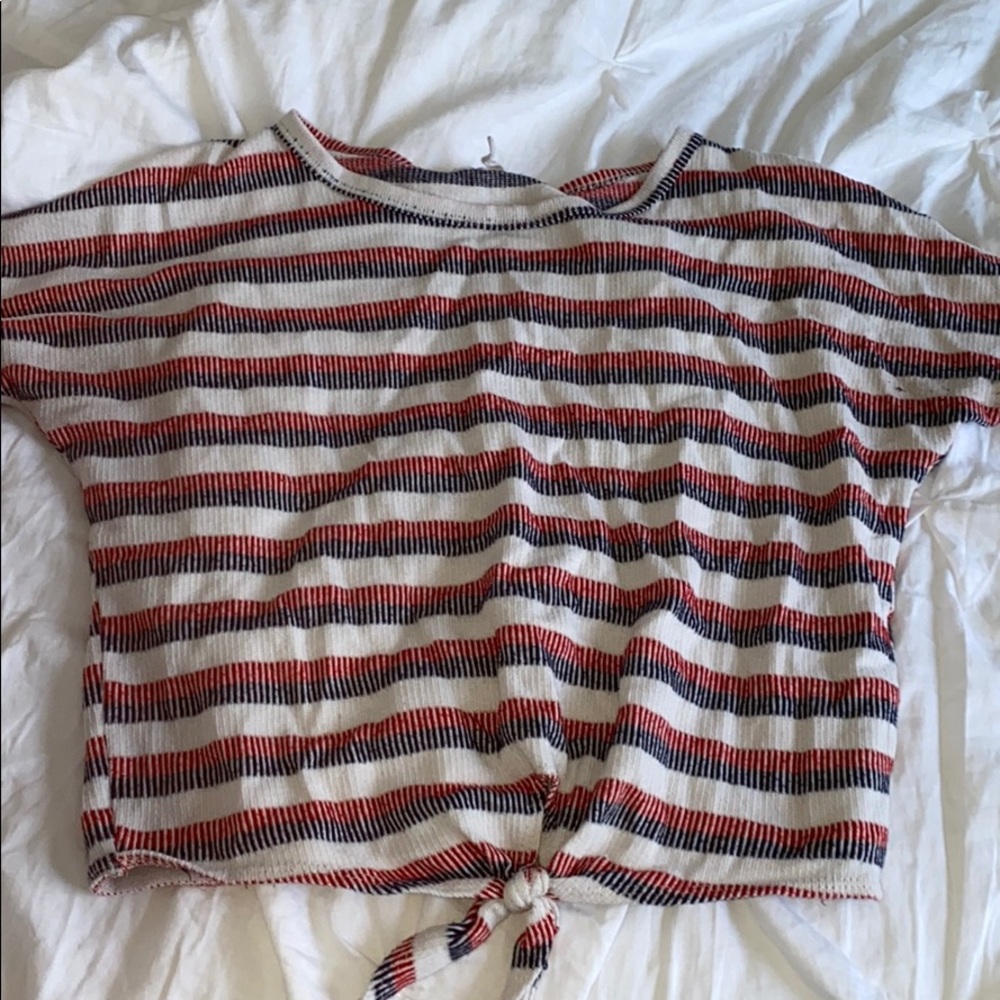 Red white and blue striped top